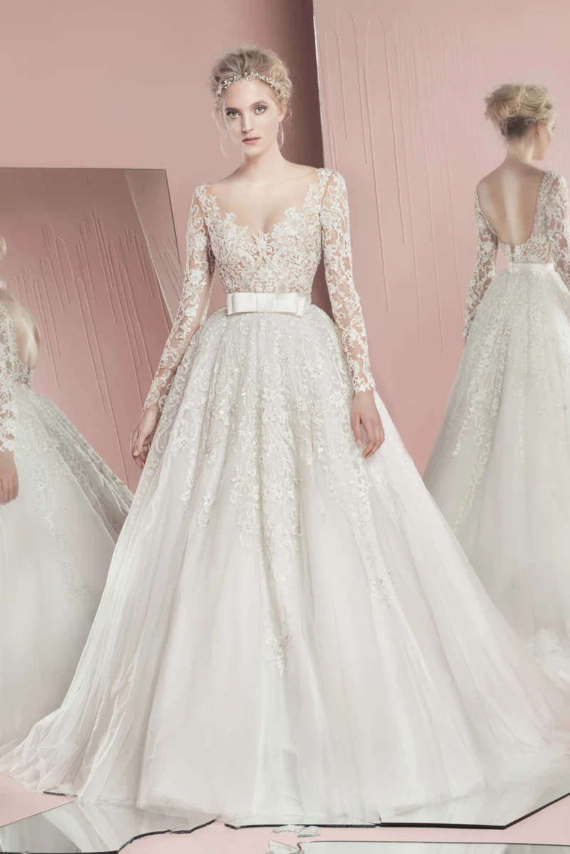 Váy cười xoè bồng tay dài phối ren