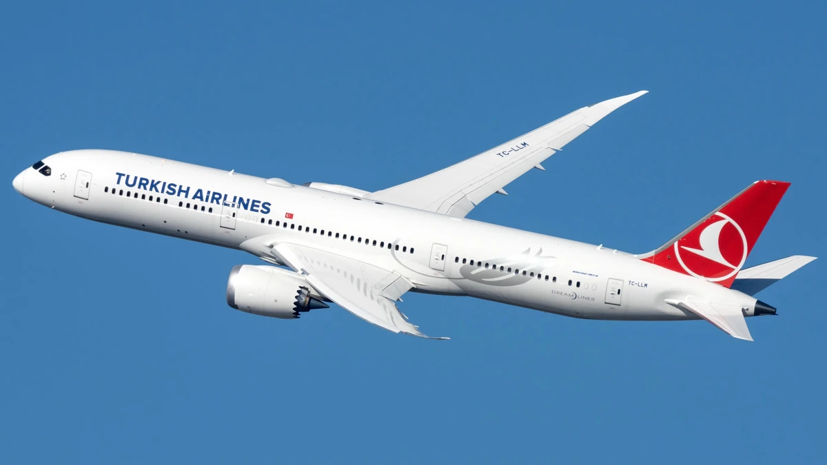 Máy bay Tukish Airlines đang bay trên bầu trời 