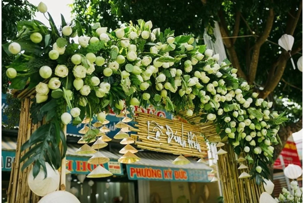 Đám cưới tinh tế với 1.200 bông sen trắng
