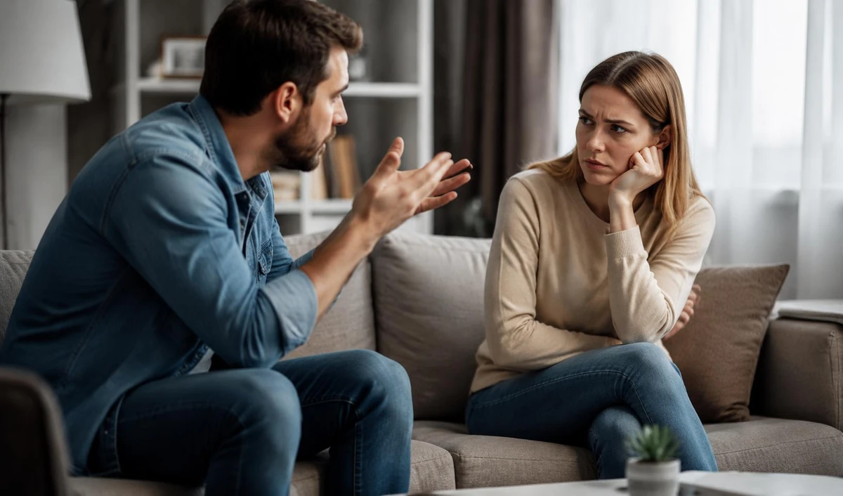 Cặp đôi vợ chồng đang tranh luận vấn đề đời sống
